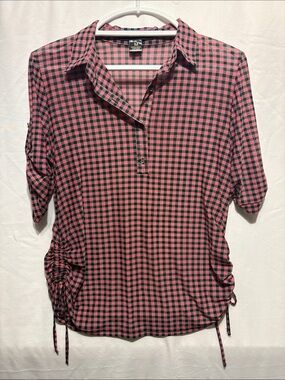Amang NY Pink and Black Gingham Button-Down Shirt